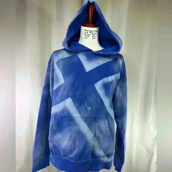 Tops - Solid Basics Hoodie Medium Blue Tie Dye Pullover Sweatshirt Casual
